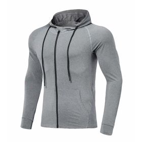 Men's Long-sleeved Stretch Tight Fitness Training Suit (Option: Light Grey-2XL)