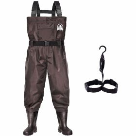 UPGRADE Fishing Waders for Men&Women with Boots Waterproof;  Nylon Chest Wader with PVC Boots & Hanger Brown (Color: brown)