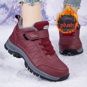 Men's High-top Travel Fleece-lined Warm Hiking Shoes (Option: YS9706 Zao Hong-46)