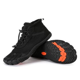 Winter Outdoors Sports Cycling Fleece-lined Thickened Non-slip Waterproof Hiking Shoes (Option: Black-42)